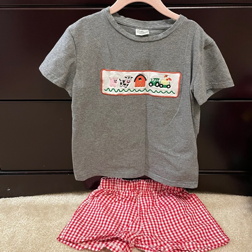 Boys size 6 farm short set